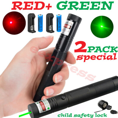 2X 6000Mile Green Laser Pointer Lazer Pen High Power Visible Beam Light+Battery