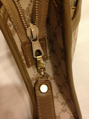 NINA RICCI VINTAGE BEIGE & BROWN MONOGRAM CANVAS CLUTCH PURSE | eBay