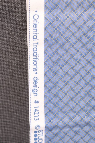 36" x 44" Oriental Traditions Fabric by Kaufman Blue Weave Check Gold Accents - Picture 5 of 6