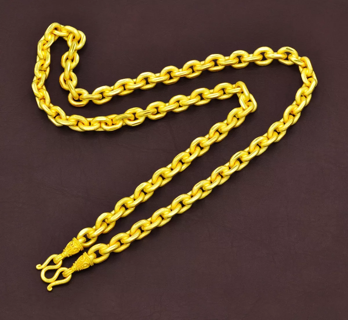 Heavy ROLO Man Gold Chain Thai Baht Gold Yellow Gold Plated Amulet Necklace Mens