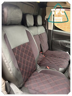 SEAT COVERS FOR Peugeot PARTNER ECO LEATHER & ALCANTARA Seats 2+1