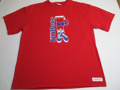 Washington Bullets Mitchell Ness T-Shirt Men's 3XL 56 Short NBA  Basketball Red