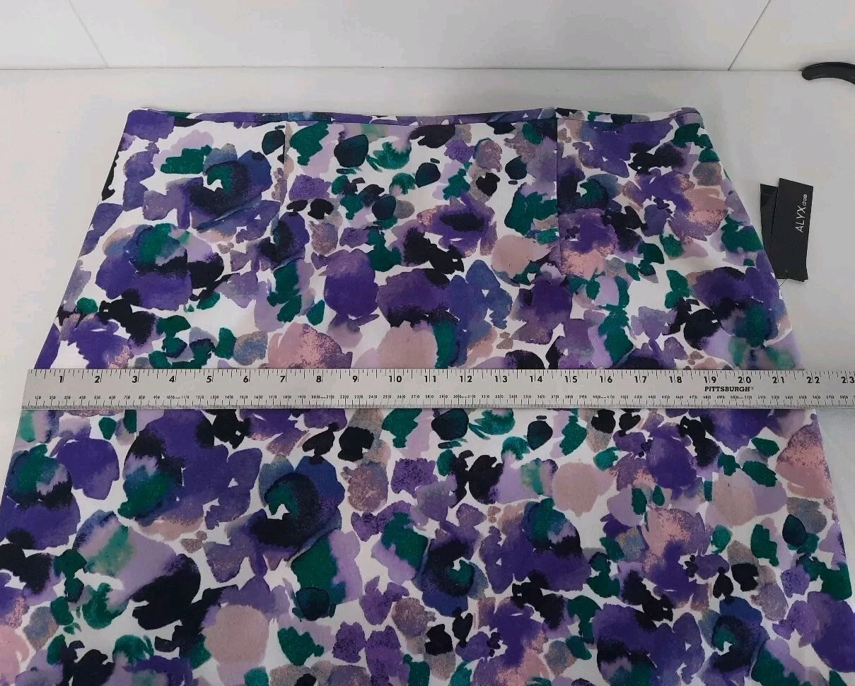 Abito tubino donna ALYX nuovo taglia 16 viola floreale sfoderato cerniera nascosta