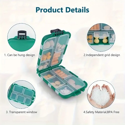 Pill Daily Box Portable Organizer Case Medicine Travel Storage Dispenser Case uk - Picture 4 of 6