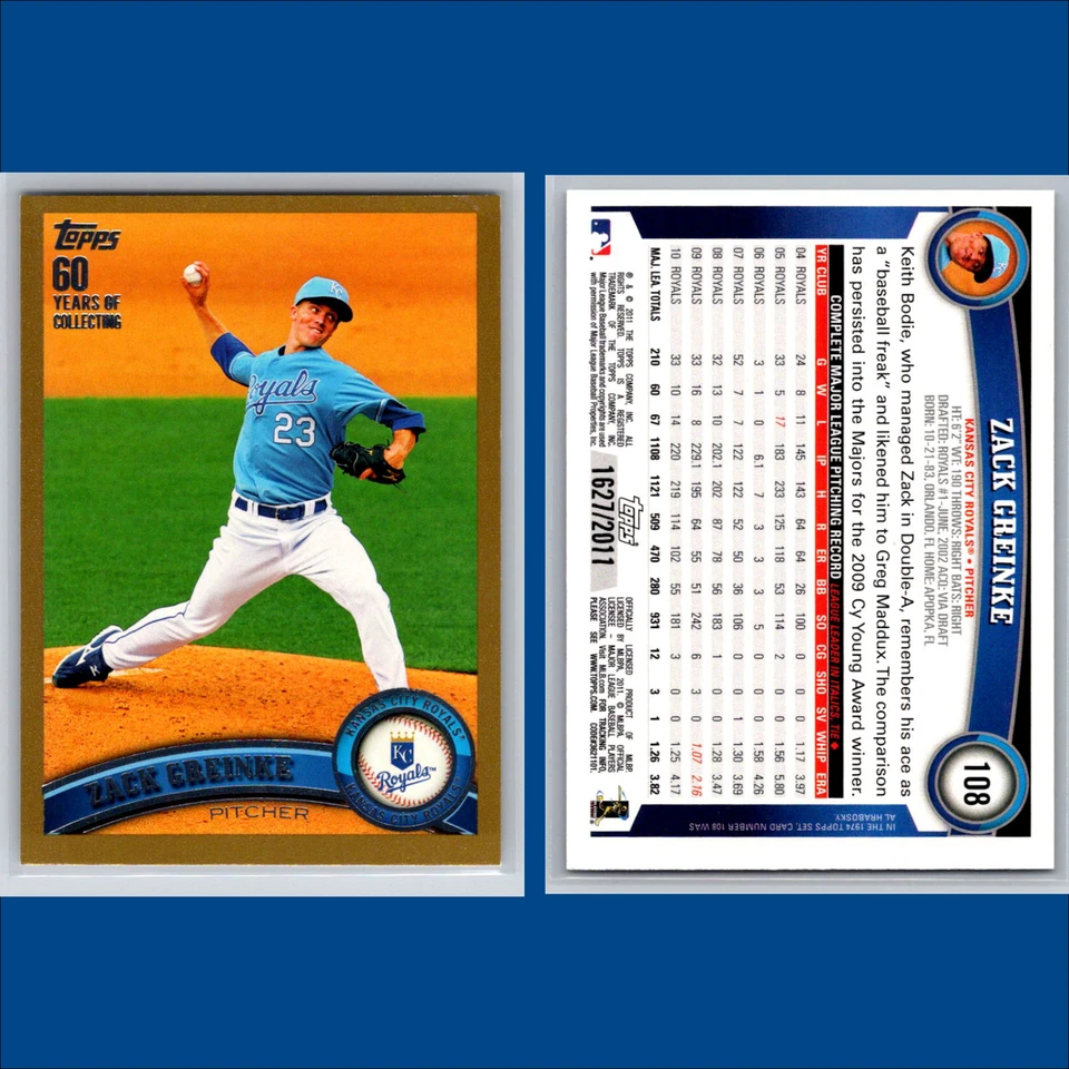 Lote paralelo Zack Greinke (12) tarjetas de béisbol Royals Topps dorado #/20XX conjunto Foto 3 de 4