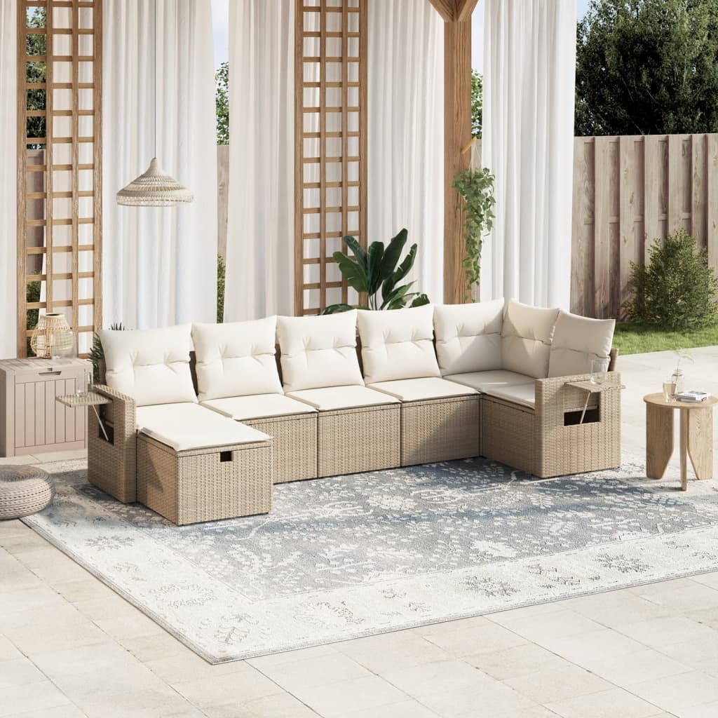 Garden Sofa Set Beige Poly Rattan Large Modular Garden Sofa Set