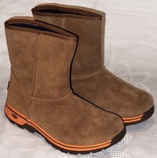 UGG AUSTRALIA Lynden Chestnut Brown Suede Pull On Winter Boots Boys Girls Sz 4