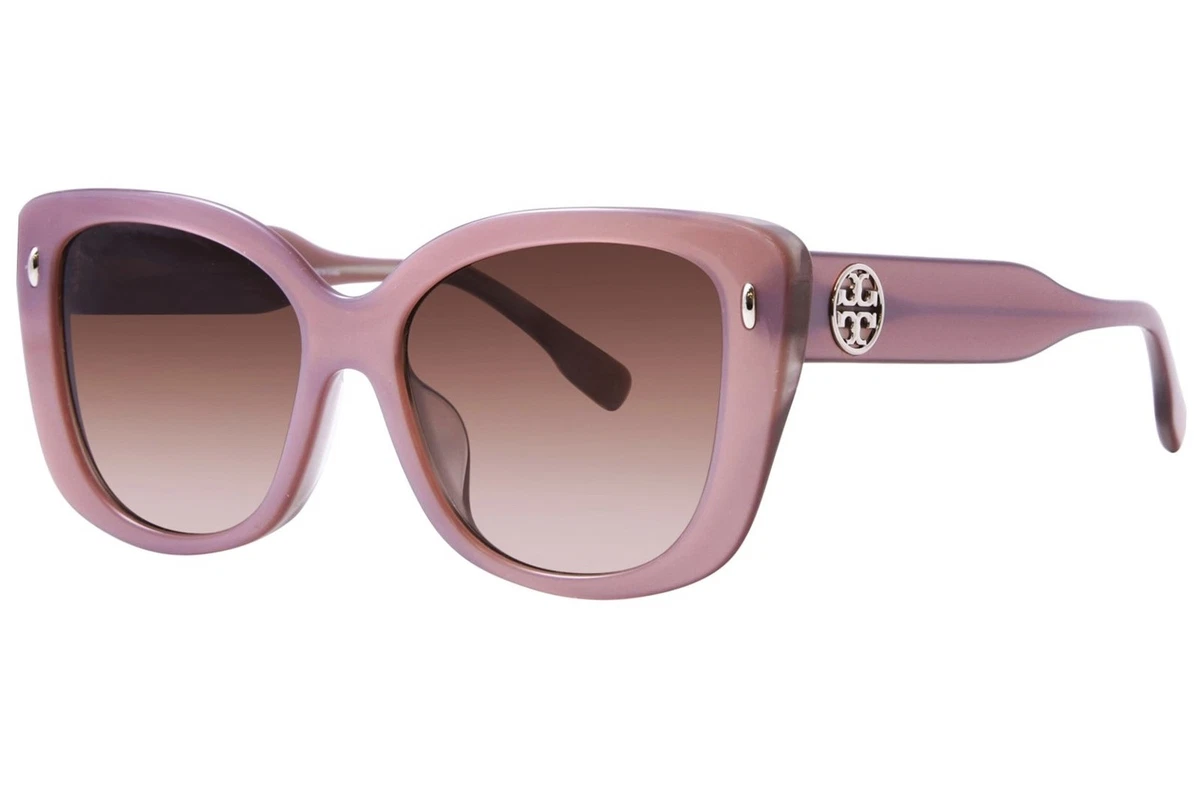 Tory Burch Pale Pink Frame Sunglasses with cat eye shape with gold detail. Tory Burch TY6070 Brown , Gold , Pink main image 2