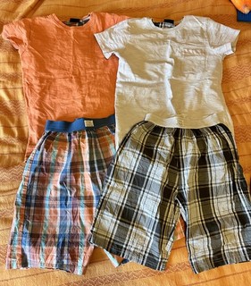Next Jungen Schlafanzüge Set Alter 9 Jahre 134 cm 100% Baumwolle Paket Schlafanzüge orange grau kariert