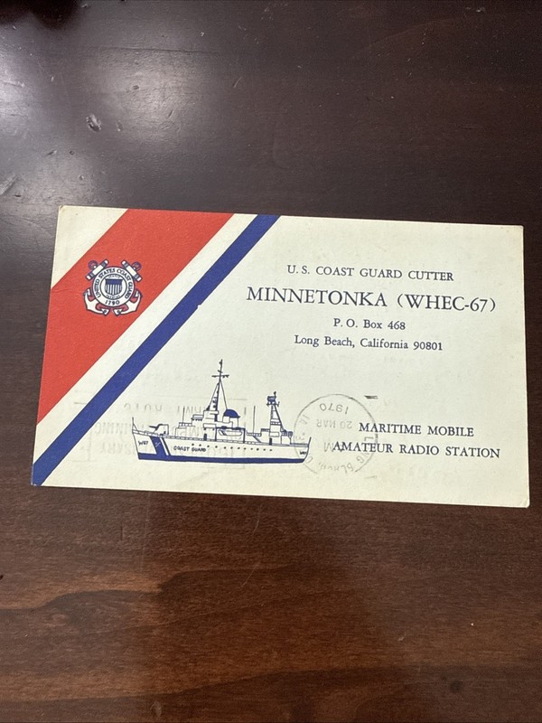 U.S. Coast Gaurd Cutter Minnetonka QSL Radio Card 1970 ( WHEC-67) Ham Radio Card