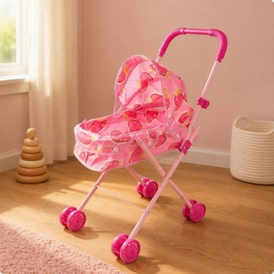 Baby Doll Carriage Foldable Toy Pram Lightweight for Children, Kids 3-6