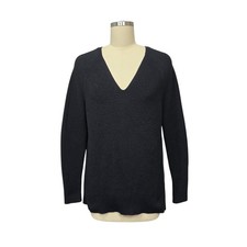 Athleta Black V Neck Ribbed Sweater Long Sleeve Casual Comfort Size Small