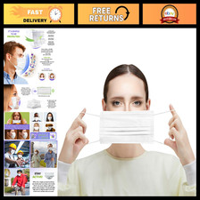 4-Ply Disposable Face Masks 50 Pack - Breathable, Elastic Straps, Metal Nose Pla