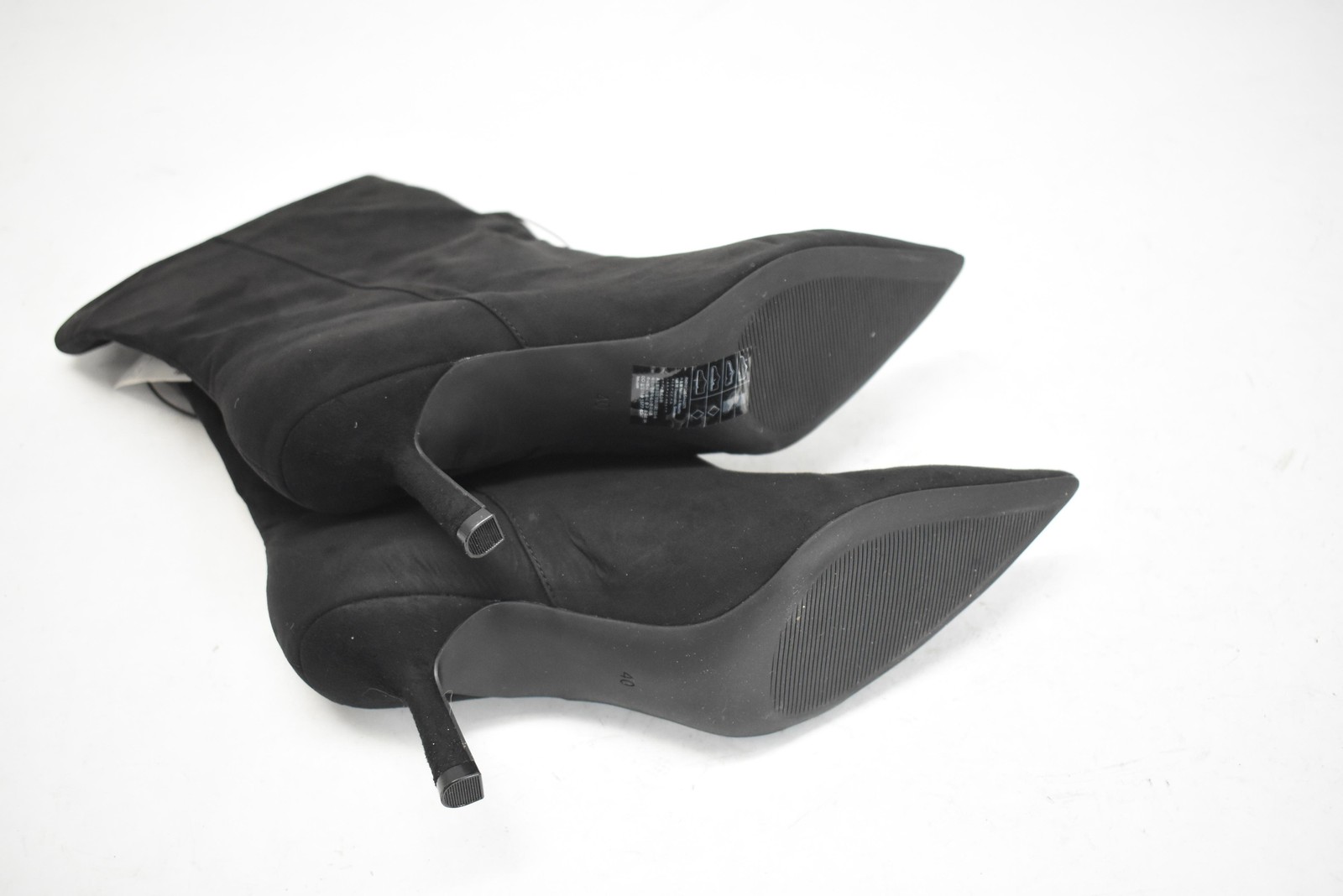 H&M Boots Womens Size 8.5 Black Sock Mid Calf Pointed Toe Stiletto Heel New thumbnail 6