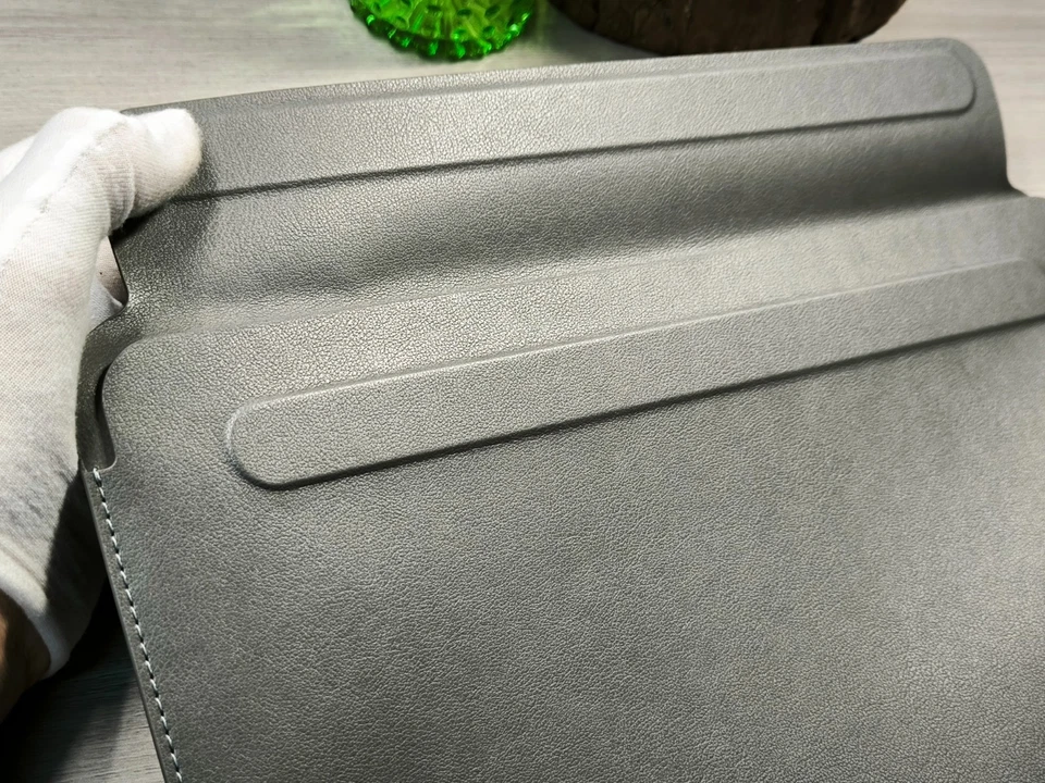 Slim PU Leather Laptop Sleeve 15,4-16 Inch Case for MacBook HP Dell Gray Black - Image 4 of 4