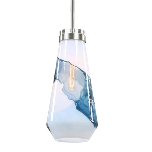 Uttermost Windswept 1-Light Coastal Steel and Glass Mini Pendant in Blue/White - Picture 2 of 9