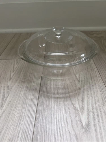 Vintage Pyrex 024 Clear Bowl 2 Qt. Round Casserole-Mixing Bowl-with 624C Lid
