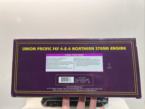 MTH Premier 20-3044-1 Union Pacific FEF 4-8-4 Steam PS.2 O Gauge New #844 BCR UP - Picture 3 of 24