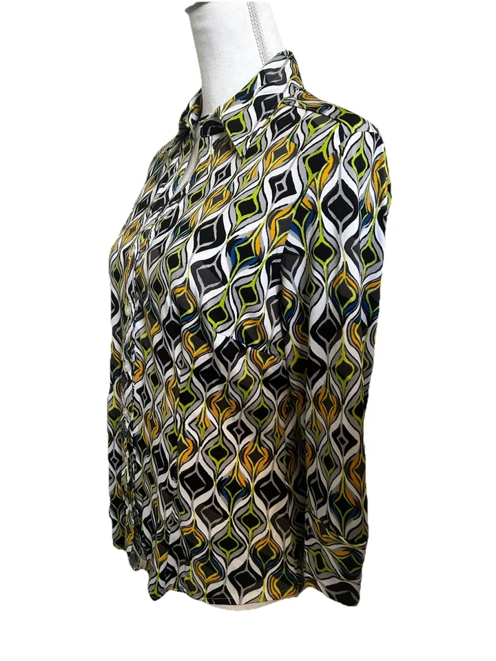 Blusa Essentials By Milano Mediana Geométrica Blanca Gris Verde Amarillo Azul Negra Foto 3 de 4