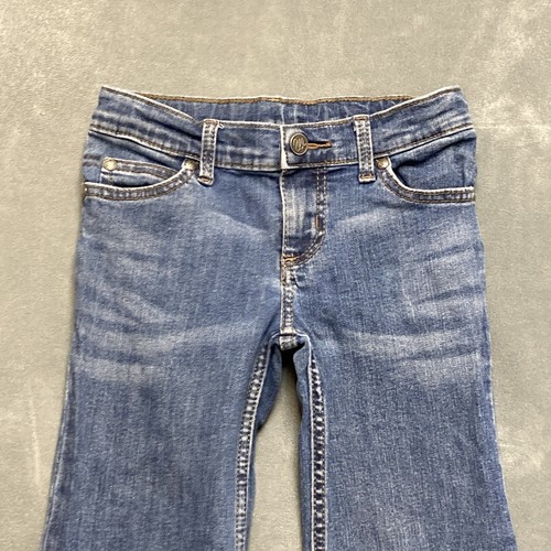 Wrangler Western Cowgirl Denim Blue Jeans Girls 6X Adjustable Waist Boot Flare - Picture 4 of 13