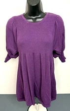 Max Studio Women's Top Blouse Size XS Pleated Knit Purple