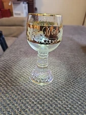 Rothenburg Vintage 7 Oz WINE O.J GLASS Gold 5 Trims All Over.5.25" X 2.25" 