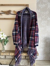 Fatface Mohair Mix Coatigan Waterfall plaid tartan Cardigan One Size