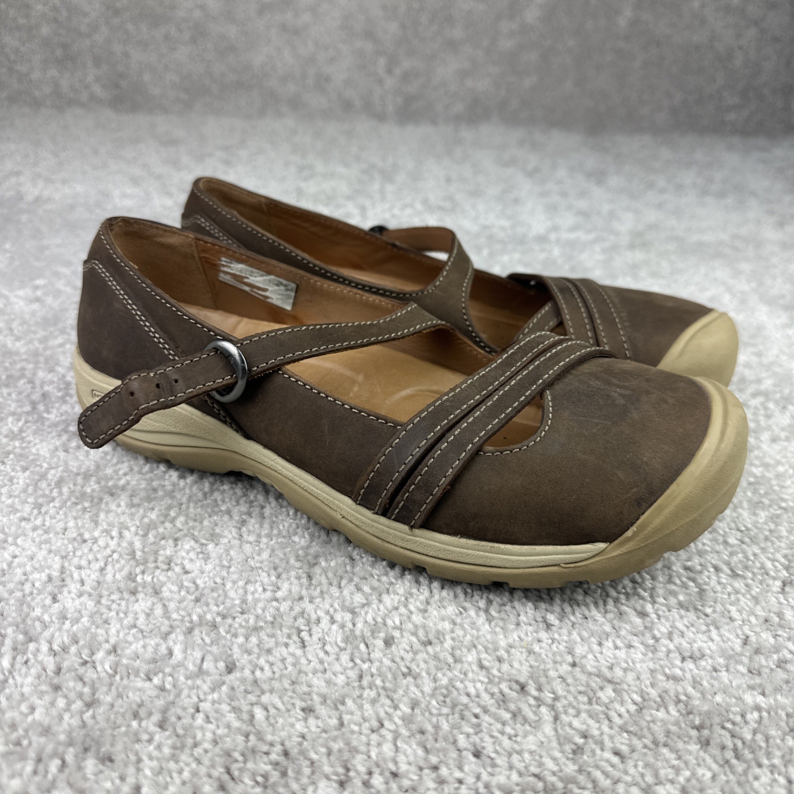 *READ* Keen Presidio II Mary Jane Shoes Women's Cross Strap Brown Leather