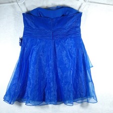 Davids Bridal Royal Blue Strapless Tiered Cocktail Bridesmaid Dress size 14