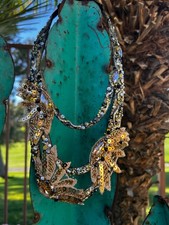 GOLD TAN- ARTZY FABRIC NECKLACE