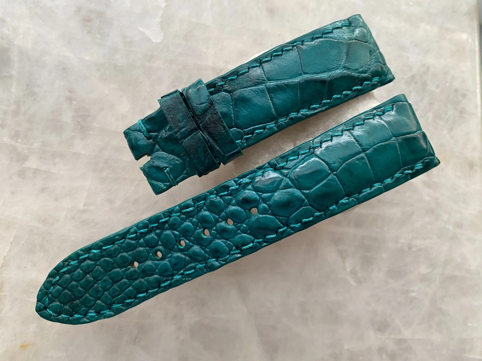 22mm/20mm Green Alligator Crocodile Print Leather Watch Strap Band