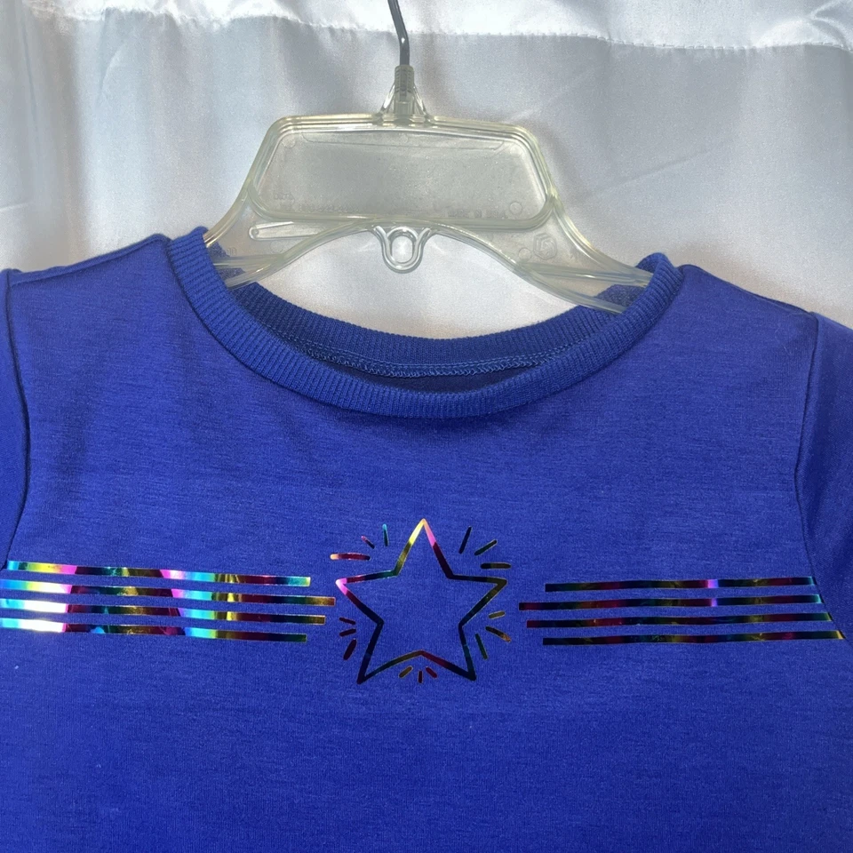 American Girl Blue T-shirt Size S(7/8) Girl Rainbow Start - Image 3 of 4