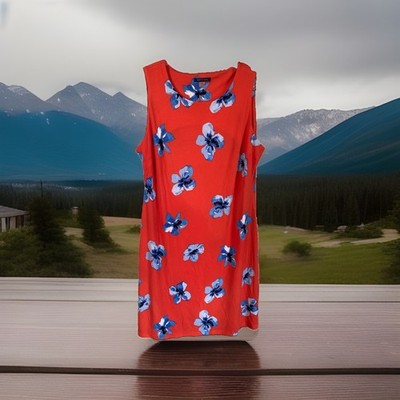 Tommy Hilfiger Dress 12 Orange Floral Sheath Sleeveless Good Condition Light Wt