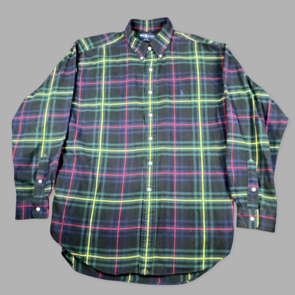 Camicia Ralph Lauren Blake flanella uomo XL plaid bottoni logo pony classica vintage