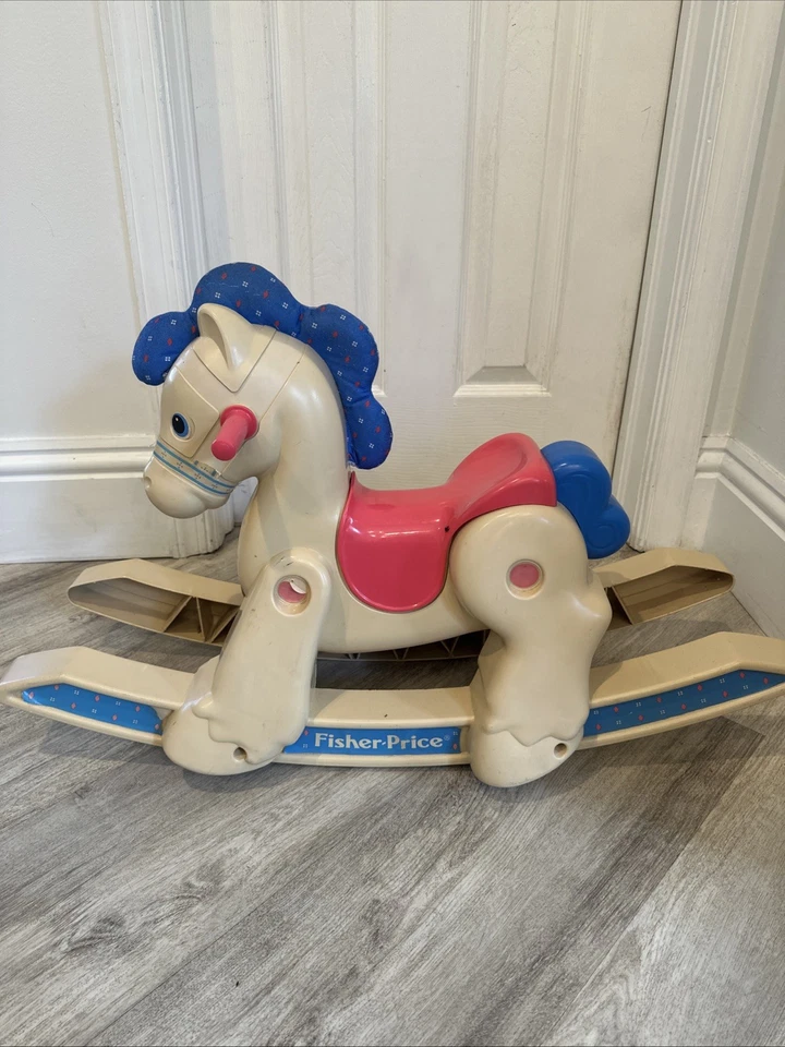 Vintage 1988 Fisher Price cavalo de balanço pônei brinquedo infantil anos 90 - Imagem 3 de 4
