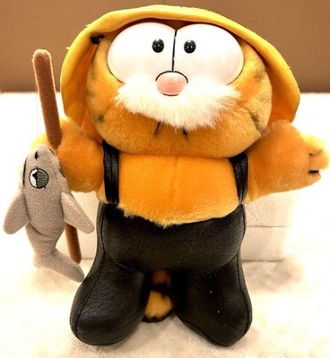 VTG 1981 Dakin Garfield Plush  The Big Catch  Fisherman w/ Fish Pole Stuffed Cat