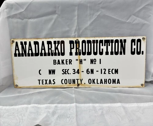 Anadarko Production Co Vintage Porcelain Oil Field Sign