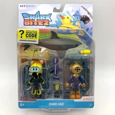 DevSeries Shark Bite 2 Shark Cage Figure Set 8 Pcs. Jazwares Roblox 2023 Diver