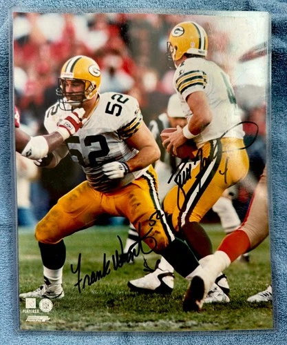 BRETT FAVRE FRANK WINTERS PACKERS DUAL IN PERSON AUTOGRAPH 8X10 PHOTO NO COA IP
