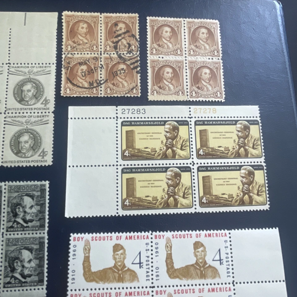 1932-1965 U.S. 4C  - 7 BLOCKS OF 4 Stamps,VF/XF , See Photos - Image 3 of 4