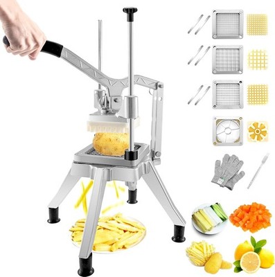  Commercial Vegetable Chopper w/ 4 Replacement Blades, Stainless Steel French 