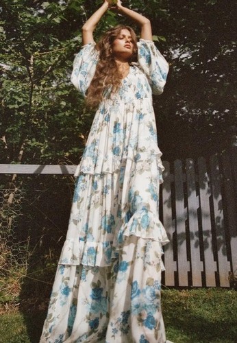 SPELL & THE GYPSY Dress Size S Rose Garden Gown Maxi Floral Whimsy Cottagecore - Bild 1 von 24