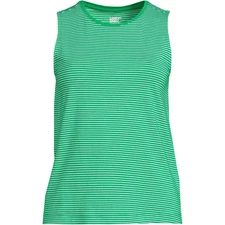 Lands' End Size 3X Green & white mini stripe sleeveless jersey knit top, NWT