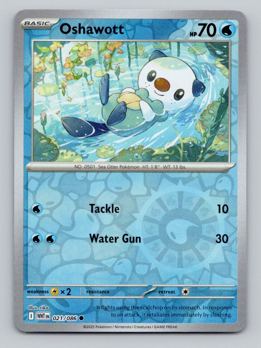 Oshawott 021/086 Common White Flare Pokemon Reverse Holo Near Mint