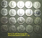 20 Kennedy 40% Silver Half Dollars Lot All 1966 Roll  2.958 Troy Ounces