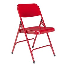 NPS 200 Series 29.5" Modern Metal Double Hinge Folding Chair in Red (Set of 4)