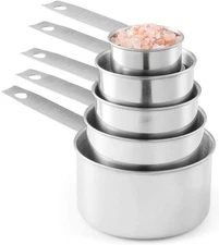 Professional Measuring Cups, 5 Piece Stainless Steel, Silver