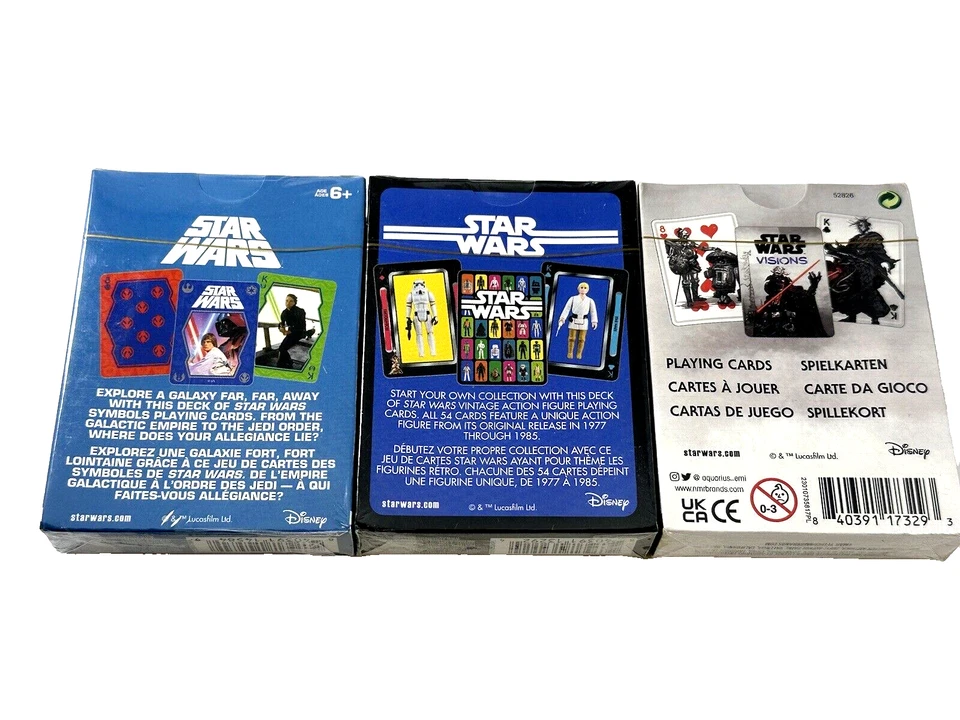 (3) New Star Wars Playing Cards Collectible Action Figures Visions Vintage Look - Image 2 of 4