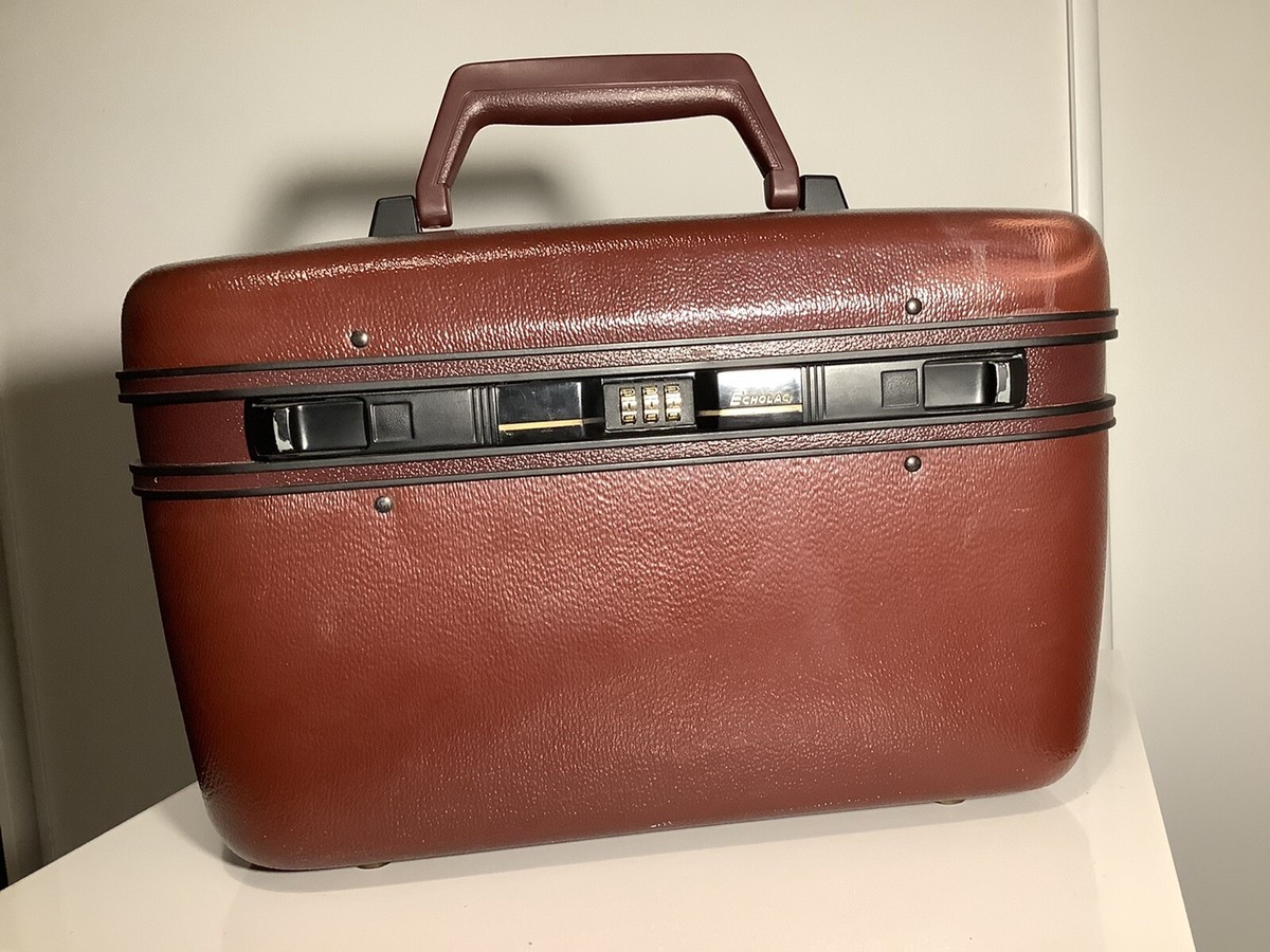 Vintage Echolac Beauty Case Hard Shell Brown With Combination Lock