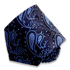 Men's blue and light blue paisley pattern woven tie